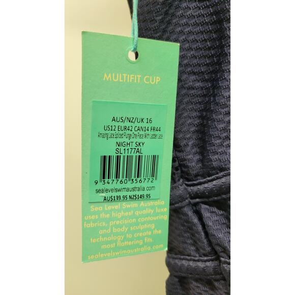 Sea Level Amazing Lace Spliced Plunge One Piece With Ladder Lace Size 12 - Picture 4 of 10